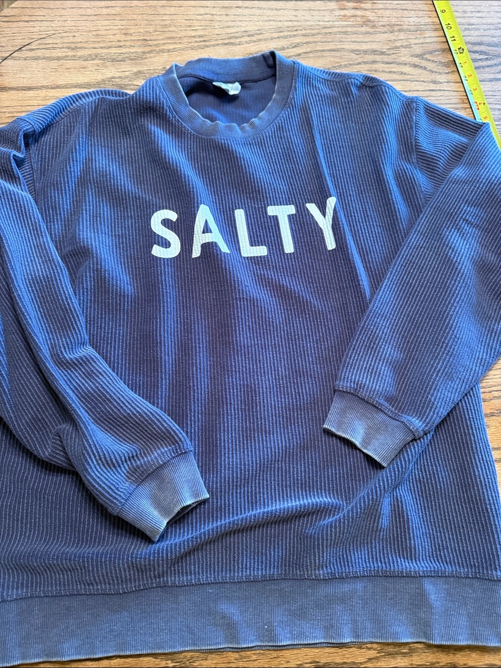 Ivy & Cloth SALTY Blue Ribbed Crewneck Sweater - Women’s Casual longPullover
